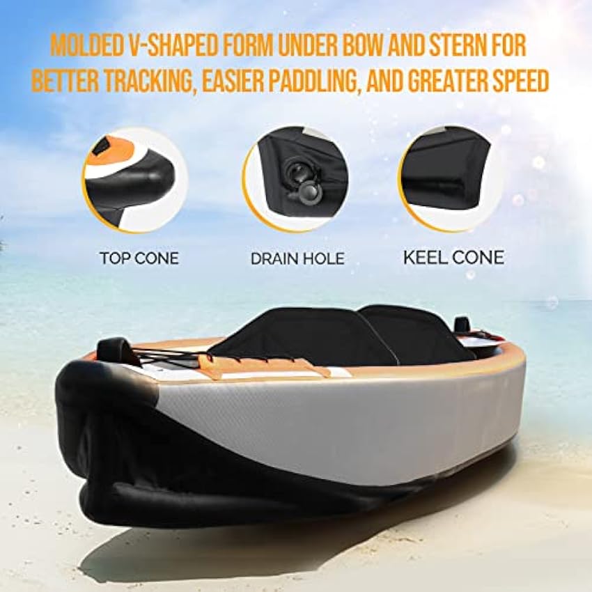 Bonnlo Inflatable Kayak Foldable Kayak for Adults Blow Up Kayaks with Seats, Foot Pedal, 7.6ft Aluminum Oars, Output - Input Air Pump for 1 Person, 2 Person, 2 Plus 1 Child, Easily Track, Dropstitch
